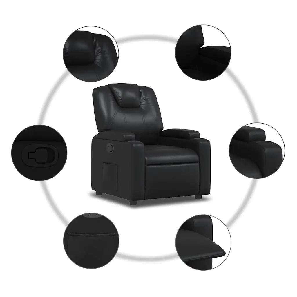 Divano Sedia-Poltrona reclinabile nera in similpelle 539657