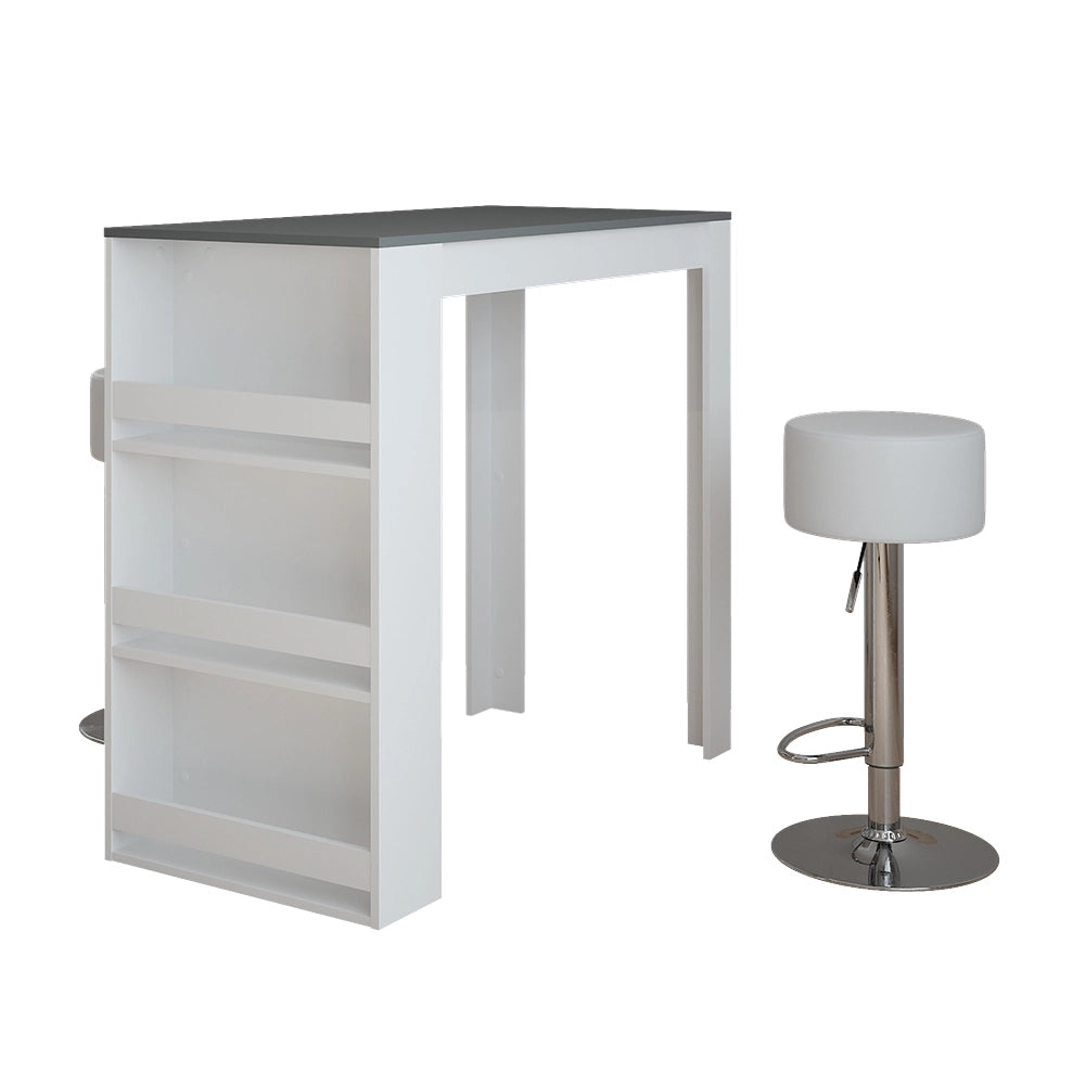 Vicco tavolo bar con sgabelli Bianco/antracite 57 x 117 cm con 2 sgabelli da bar