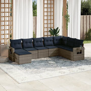 Set Divani da Giardino 8 pz con Cuscini Grigio in Polyrattan 3220560