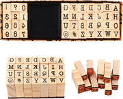 Impostatrice Premium - Set di timbri 40 pezzi - timbri in legno lettere numeri simboli - cuscino timbro - arte artigianato cartoline da inviare