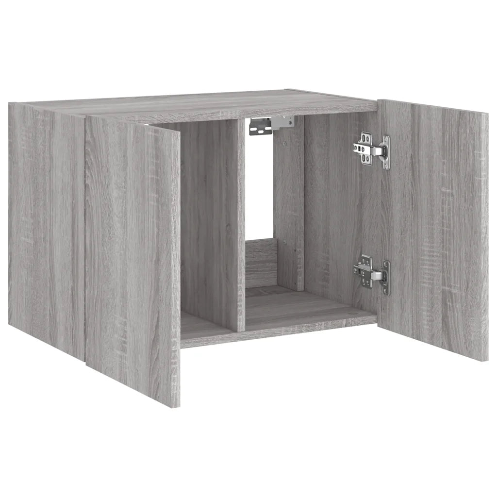 Mobile TV a Parete con Luci LED-Mobile TV a Muro Grigio Sonoma 60x35x41 cm