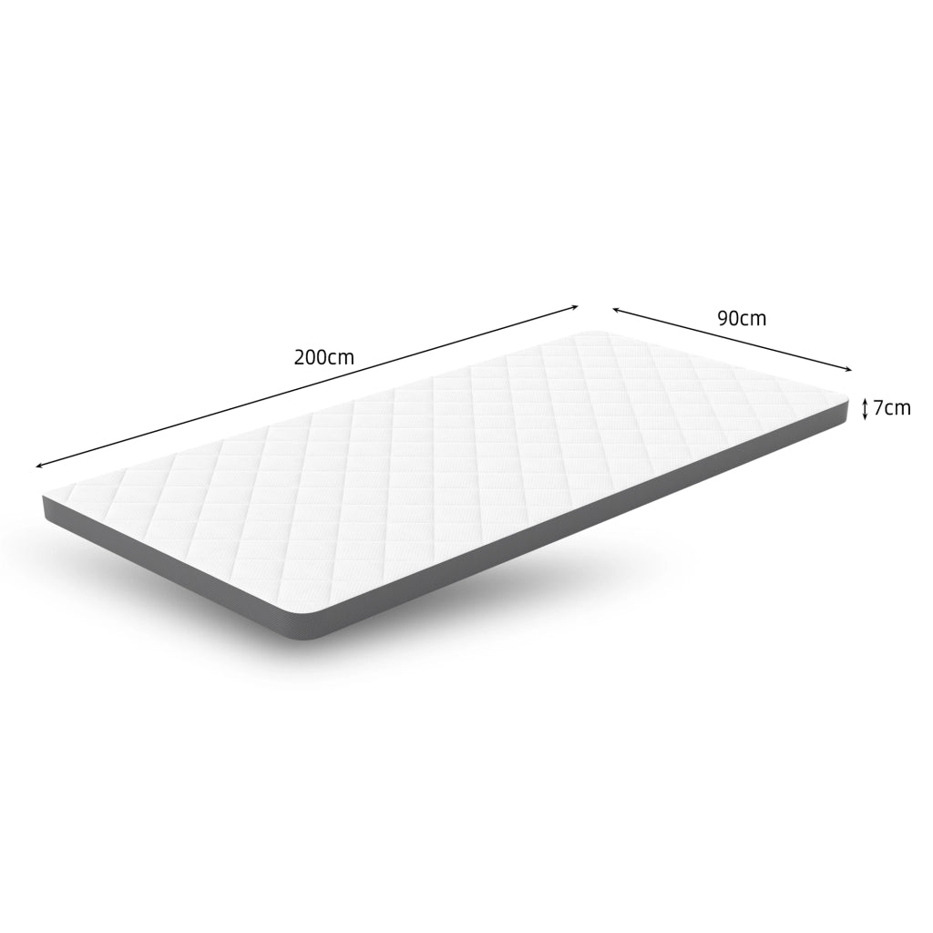 Materasso in schiuma H3 90 × 200 cm con taglio a 7 zone, certificato OEKO-TEX, bianco e grigio