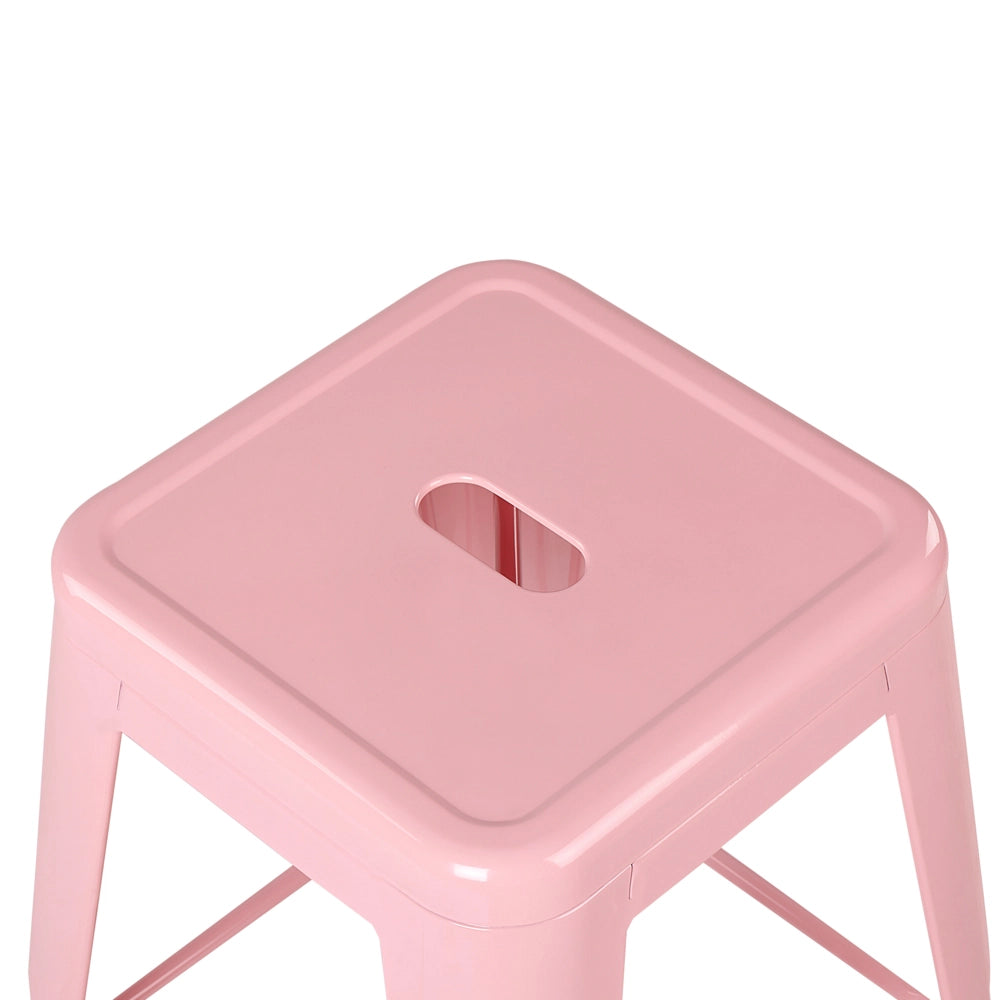 Set di 2 sgabelli bassi in Acciaio rosa e oro impilabili stile moderno 60 cm bar in casa