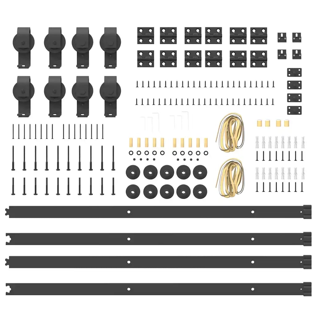 Kit di Binari per Porte Scorrevoli 400 cm Acciaio Nero