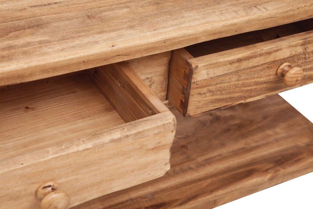 Biscottini Mobile porta tv Country in legno massello di tiglio finitura naturale L110xPR40xH50 cm. Made in Italy