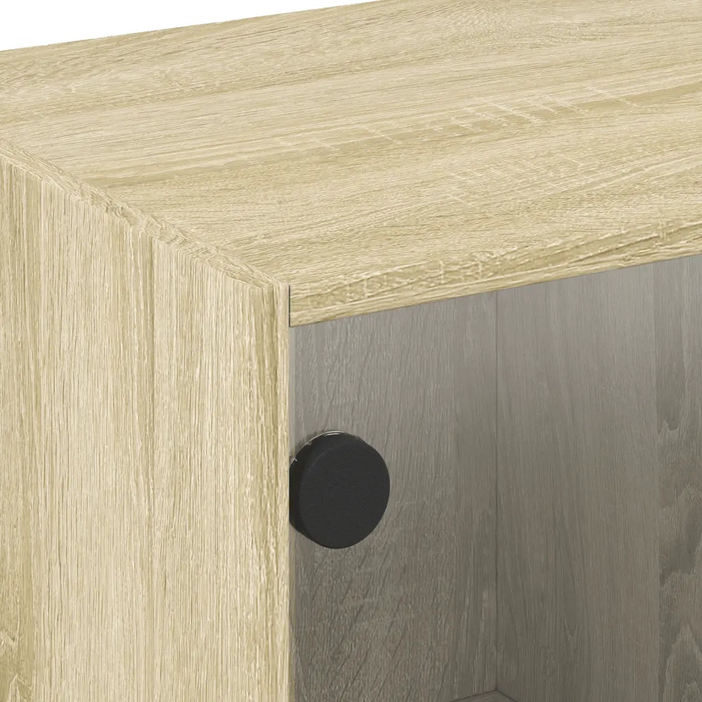 Tavolino da Salotto con Ante in Vetro Rovere Sonoma 68x50x42 cm 836366