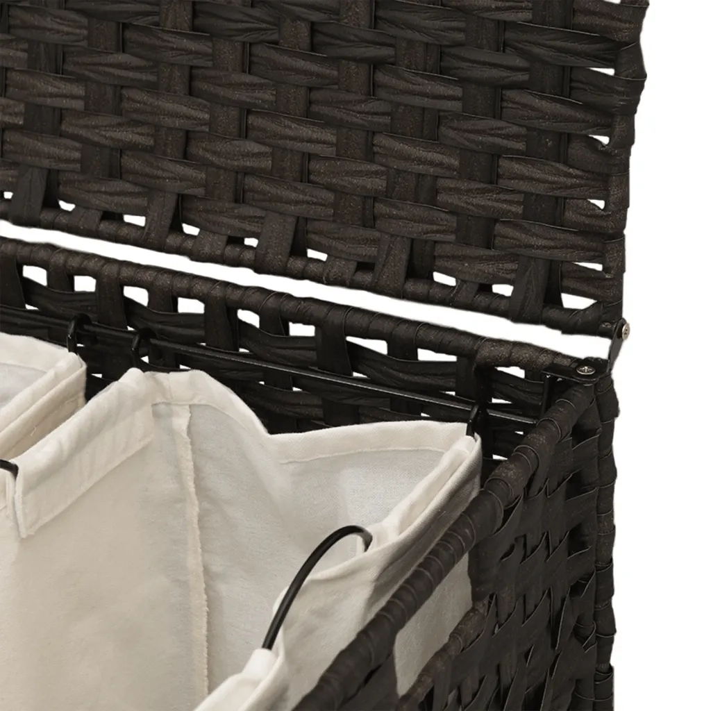Cesto Portabiancheria Ruote Marrone Scuro 66x35x60 cm Rattan CFW5936662