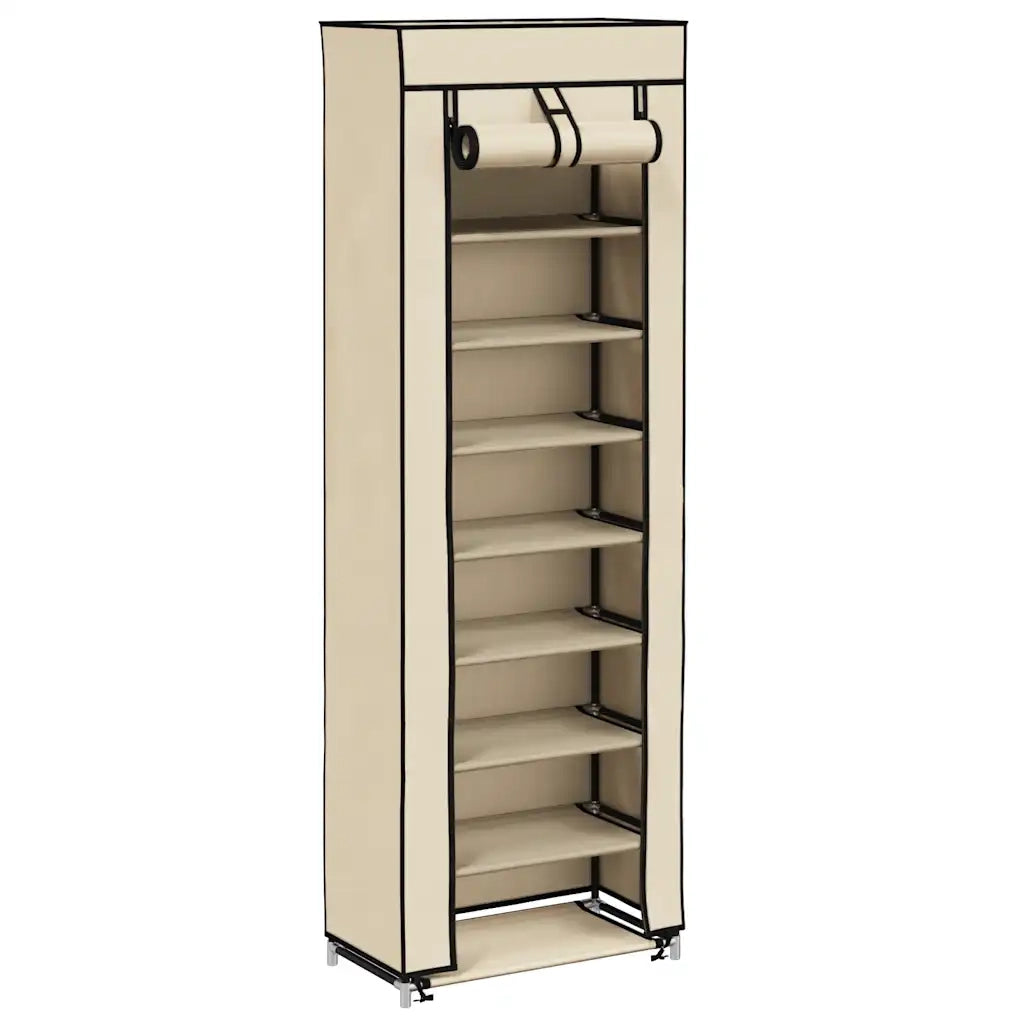 Scarpiera con Rivestimento in Tessuto Crema 57x29x162 cm 282431