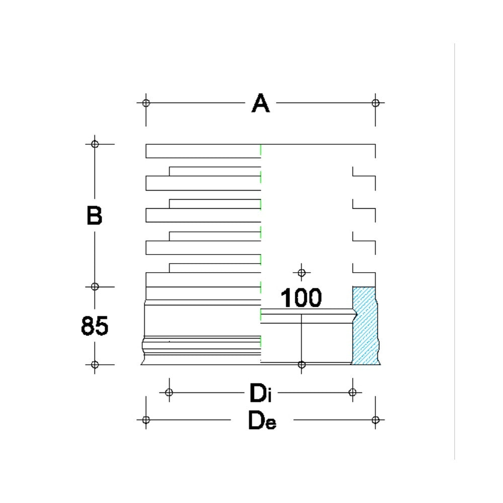 Fumaiolo da 250-300mm tipo zara di acciaio inox aisi 304 base tonda doppia parete