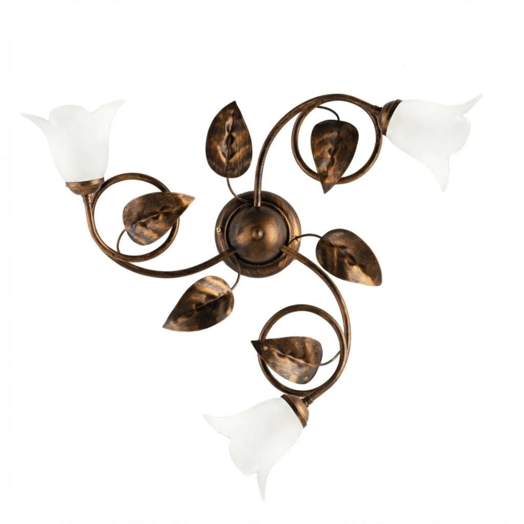 Plafoniera Arte Povera Limone 3 Luci Marrone e Bianco LuceArt Classic