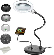 Verglassio con Illuminazione - Lampada a Lente - Specchietto di Ingrandimento a Led - Nero