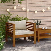 Sedia da patio-Sedia da Giardino con Cuscino Crema in Legno Massello di Acacia 707268