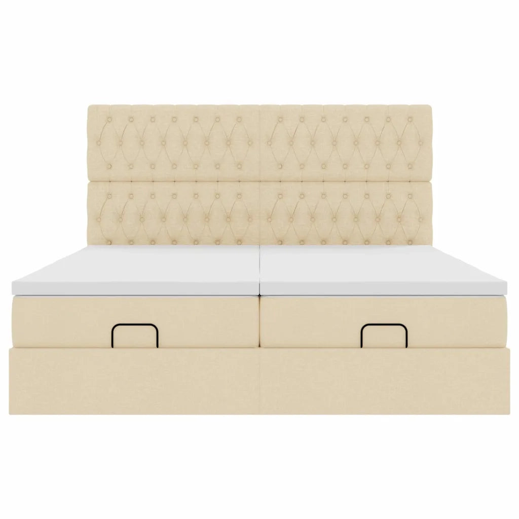 Struttura Letto Pouf con Materassi Crema 180x200 cm in Tessuto 3313718