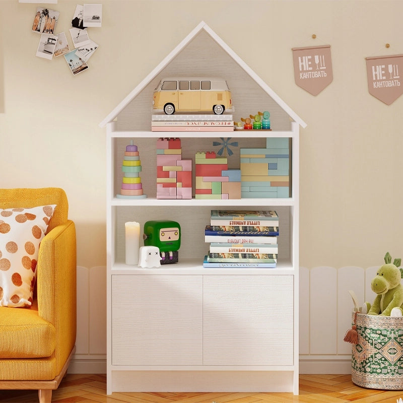 Scaffale a forma di casetta per bambini, ideale per giocattoli, bambole e libri, grande, bianco, 63 cm