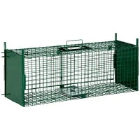 Gabbia Trappola per Animali Vivi Piccoli con Doppia Porta e Maniglia, 80x25x30cm, Verde Scuro