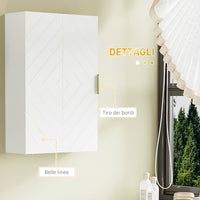 Pensile Mobile Bagno Sospeso con Anta Decorata 40x15x60 cm in MDF Bianco