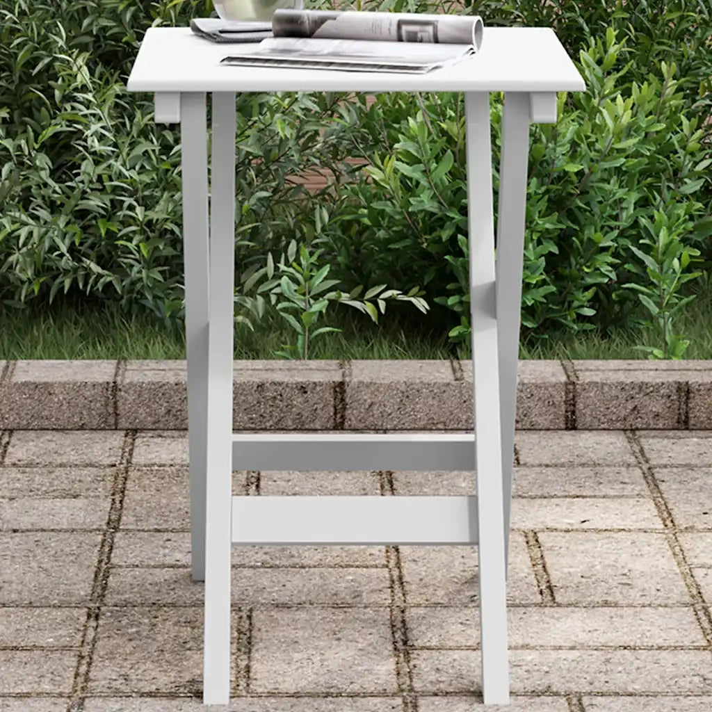 Tavolino da Giardino | Tavolino Laterale Pieghevole Bianco in Legno Massello di Pioppo