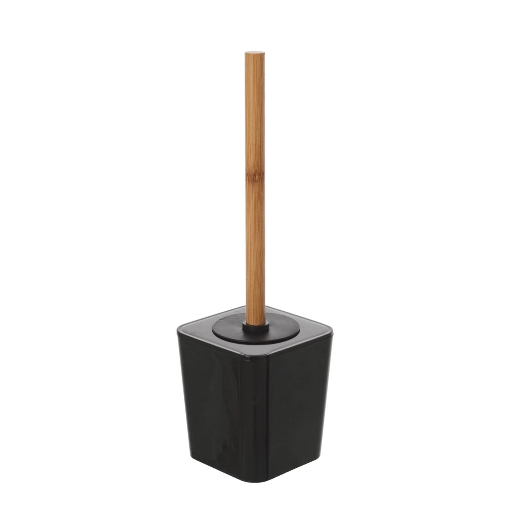Set completo 4 accessori bagno nero effetto legno | Bamboo