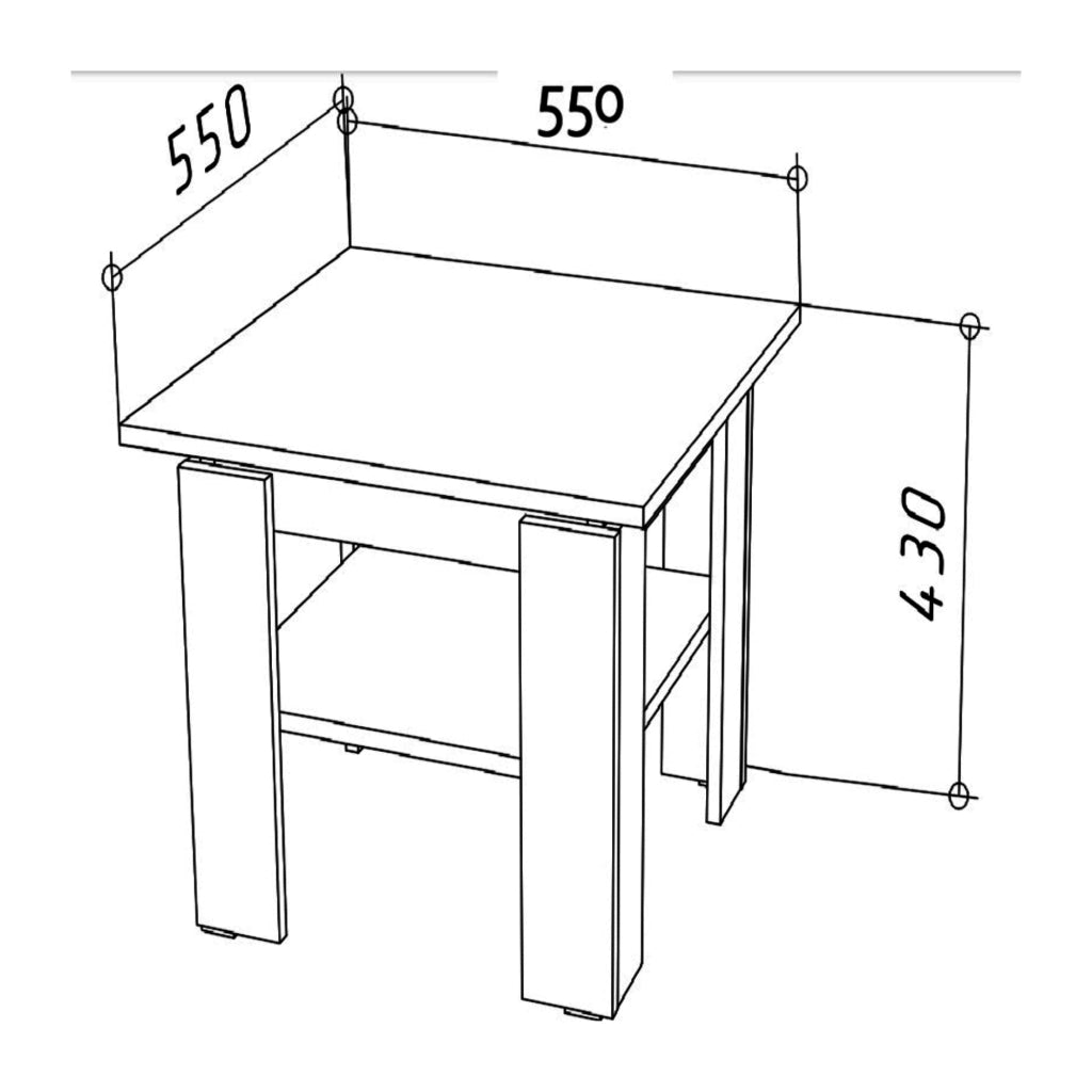 Tavolino, Tavolo da Caff? Sola - Quercia Sonoma - Mensola Aggiuntiva - Larghezza 55 cm, Altezza 43 cm, Profondit? 55 cm