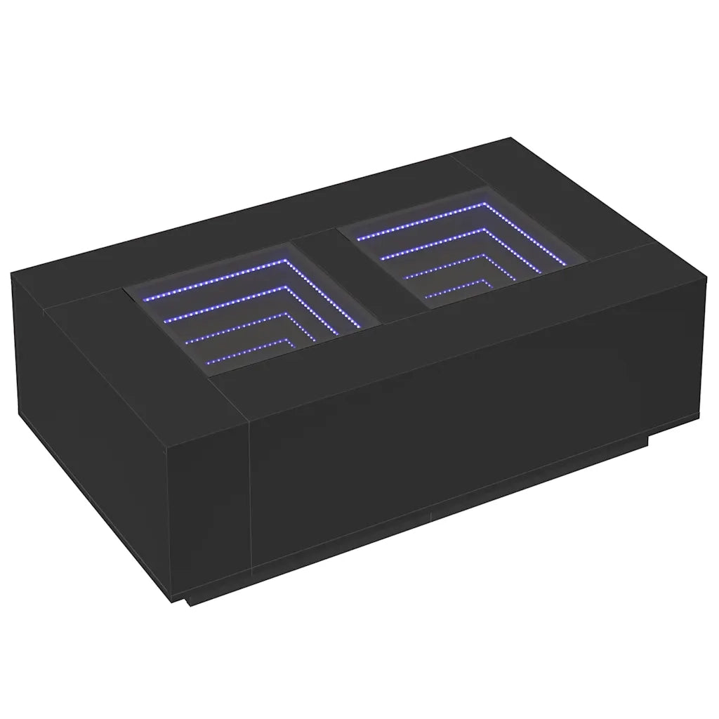 vidaXL Tavolino da Salotto con LED Infinity Nero 116x69x40 cm