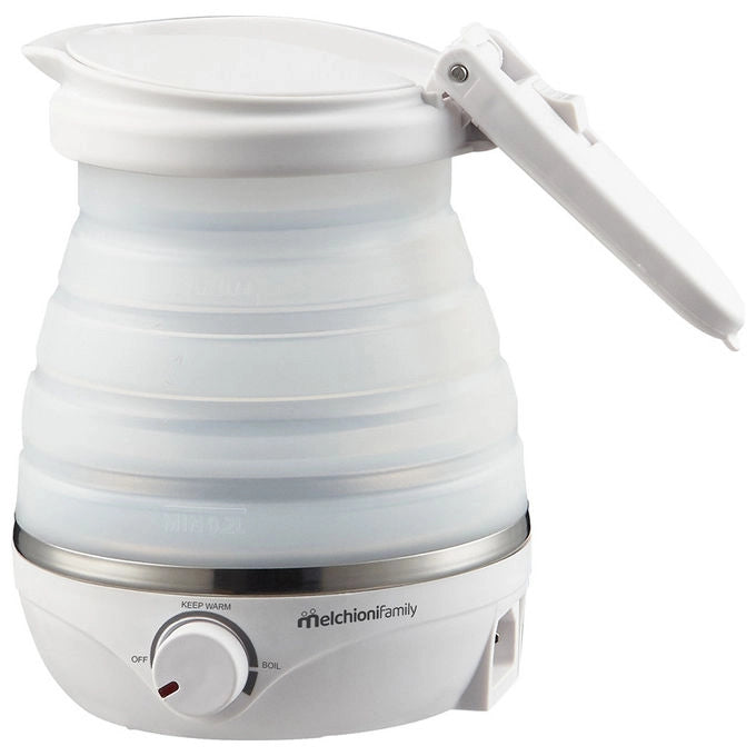 Melchioni, Bollitore Elettrico Pieghevole da Viaggio, 0.6 L, 800 W, Bianco