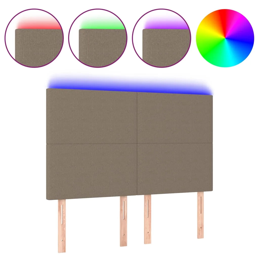 Testiera | Testata a LED Tortora 144x5x118/128 cm in Tessuto