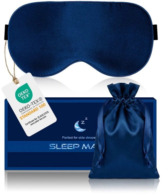 Slaapmasker con 100% biologica seta - Blocca la luce - Cintura regolabile - Disegno ergonomico - Respirante - Soluzione di alta qualità per il sonno - Maschera da sonno