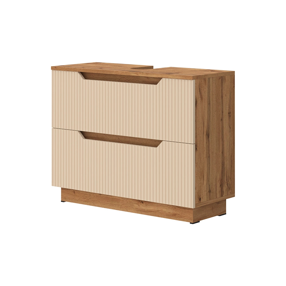 Vicco Mobile sottolavabo per bagno Rovere/cashmere a righe 79.6 x 62.5 cm con 2 cassetti