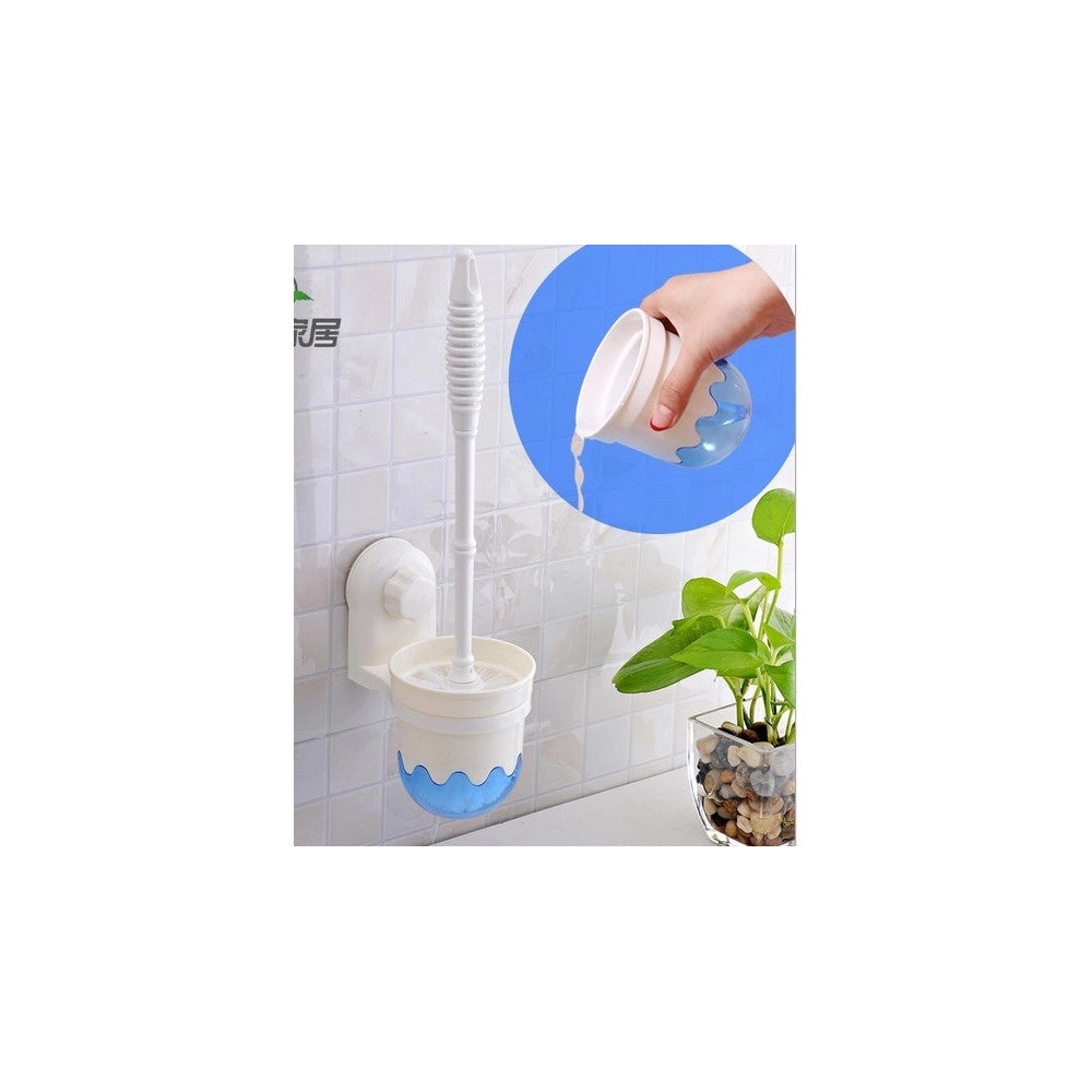Trade Shop - Scopino Con Porta Scopino A Parete Con Attacco A Ventosa Accessori Per Bagno -