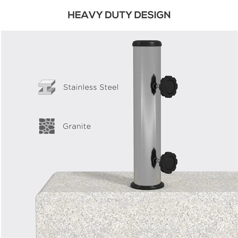 BASE PER OMBRELLONE DA GIARDINO 25KG PER PALI DA Ø32MM, Ø38MM E Ø48MM, IN GRANITO E ACCIAIO INOX, 45X22.5X40 CM, GRIGIA