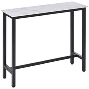 Tavolo da pranzo - bar effetto marmo - 120x40x100 cm - piedi regolabili - bianco+nero - acciaio