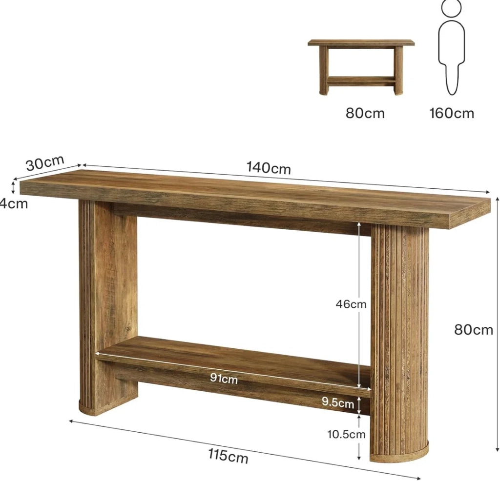 Tavolo consolle stretto in legno ingegnerizzato marrone dal design moderno