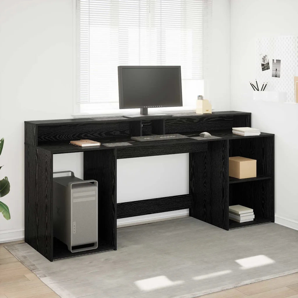 Scrivania | Tavolo da Ufficio Rovere nero 200 x 55 x 91 cm Legno multistrato