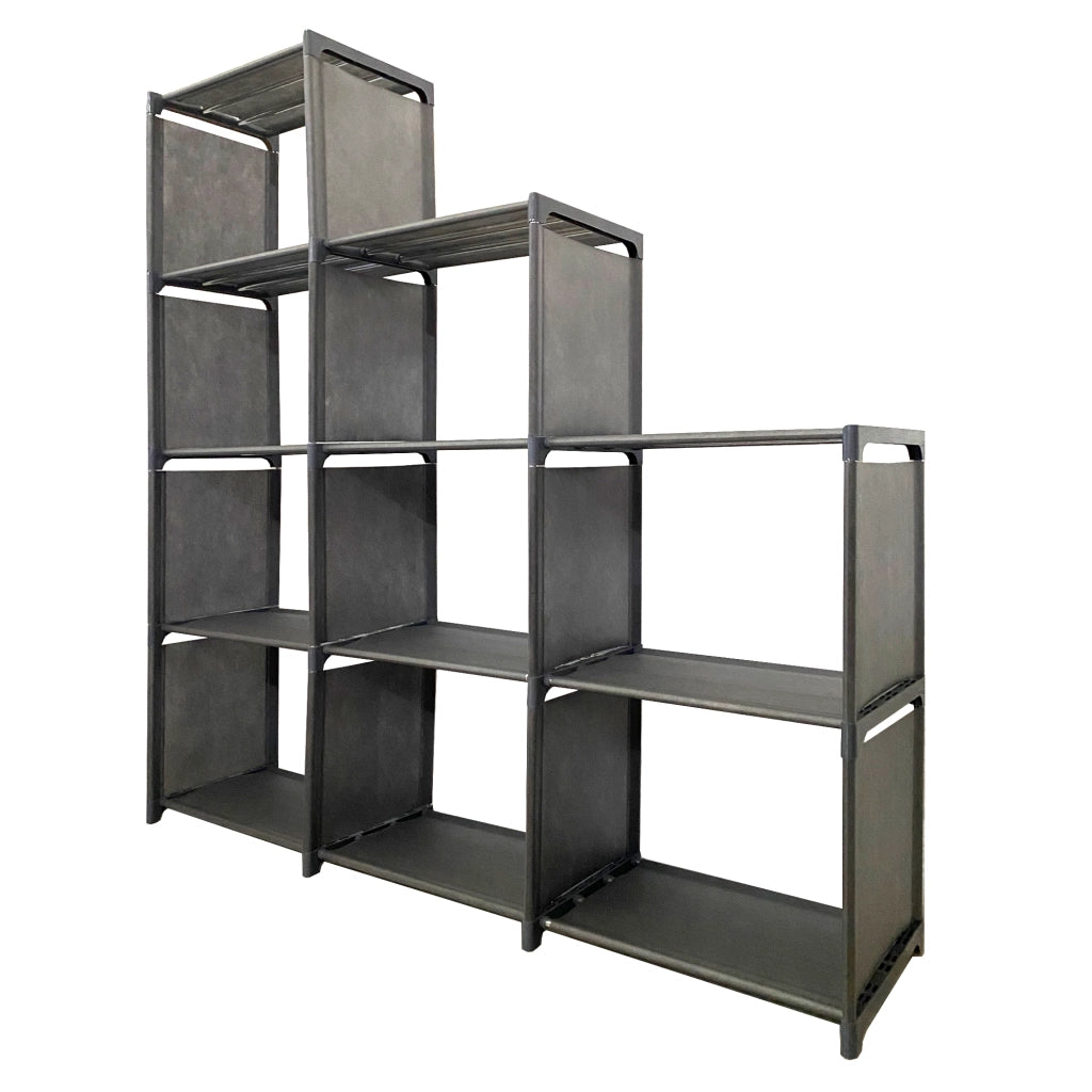 Scaffale Organizzativo 2|3|4 Piani 12 Fori PVC e Tessuto Nyana Home 123x125x29 cm