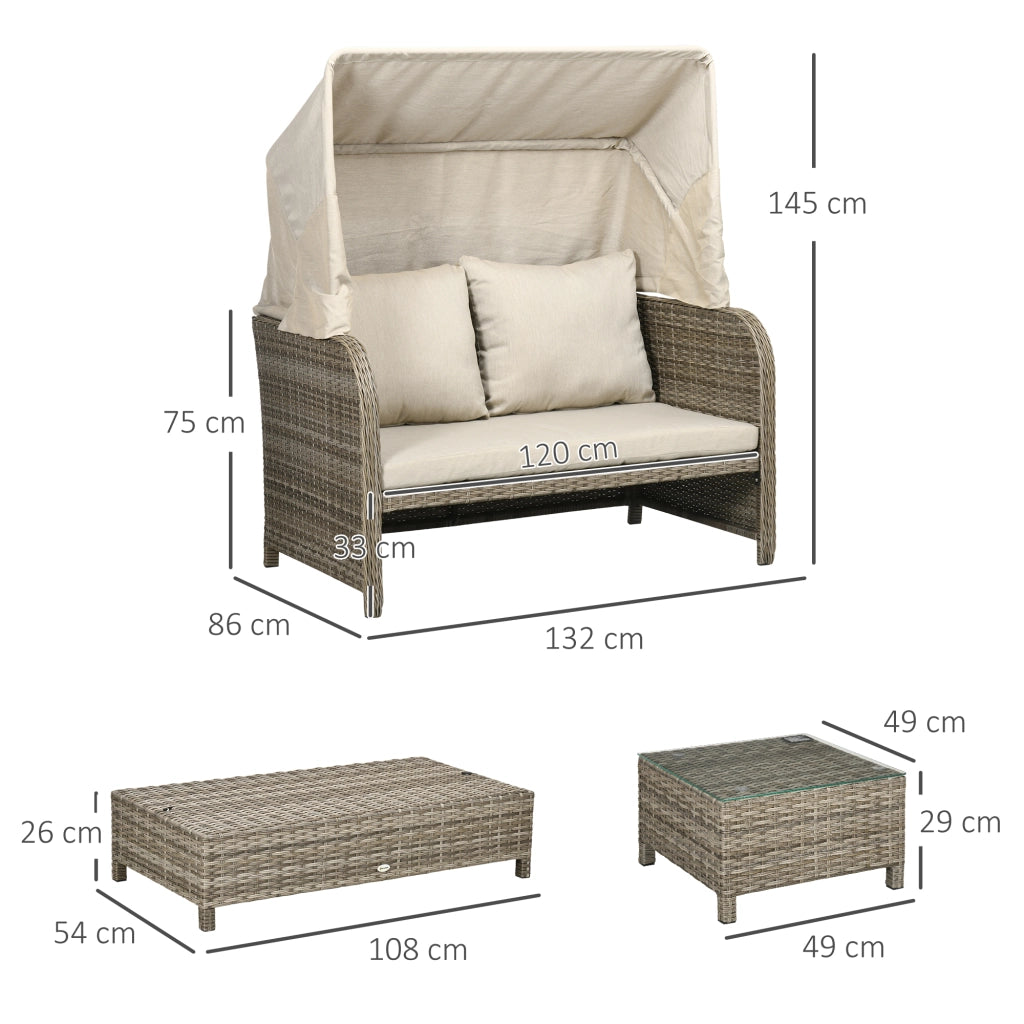Set divano da giardino 4 pezzi ¨C zephmum ¨C beige e marrone