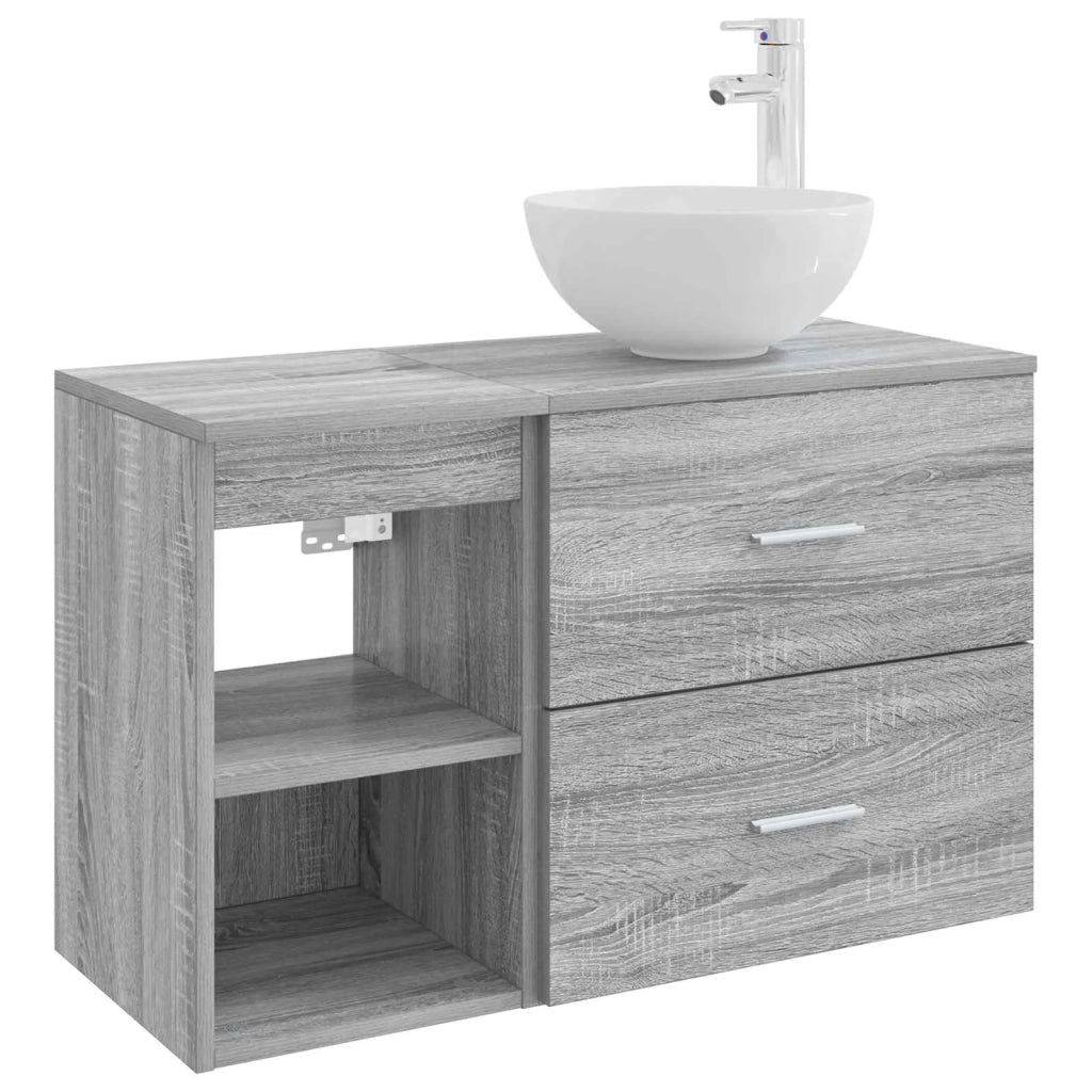 Set di mobili per il bagno 2 pcs Sonoma grigio 3403877
