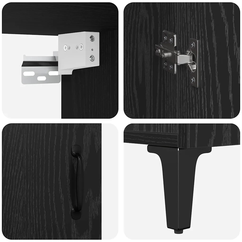 vidaXL Credenza Rovere nero 69.5 x 32.5 x 180 cm Legno multistrato