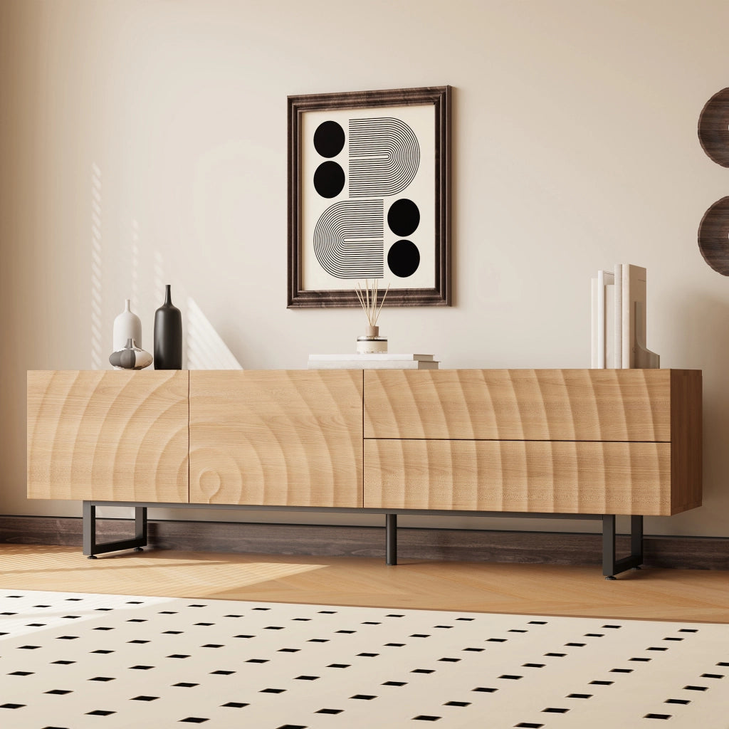 Cassettiera per TV naturale in truciolare 180 x cm
