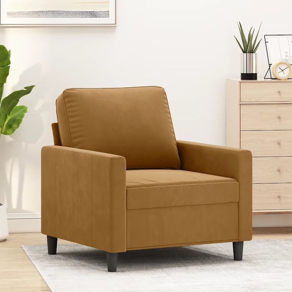 Poltrona-Divano Sedia-Poltroncina Marrone 60 cm Velluto 758100