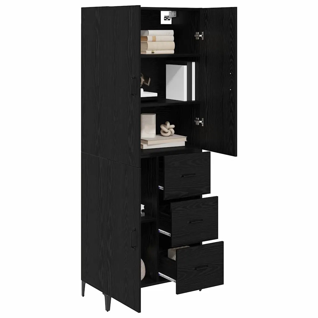 Credenza-Buffet-Armadio da cucina Rovere Nero 69,5 x 34 x 180 cm Legno multistrato 761171