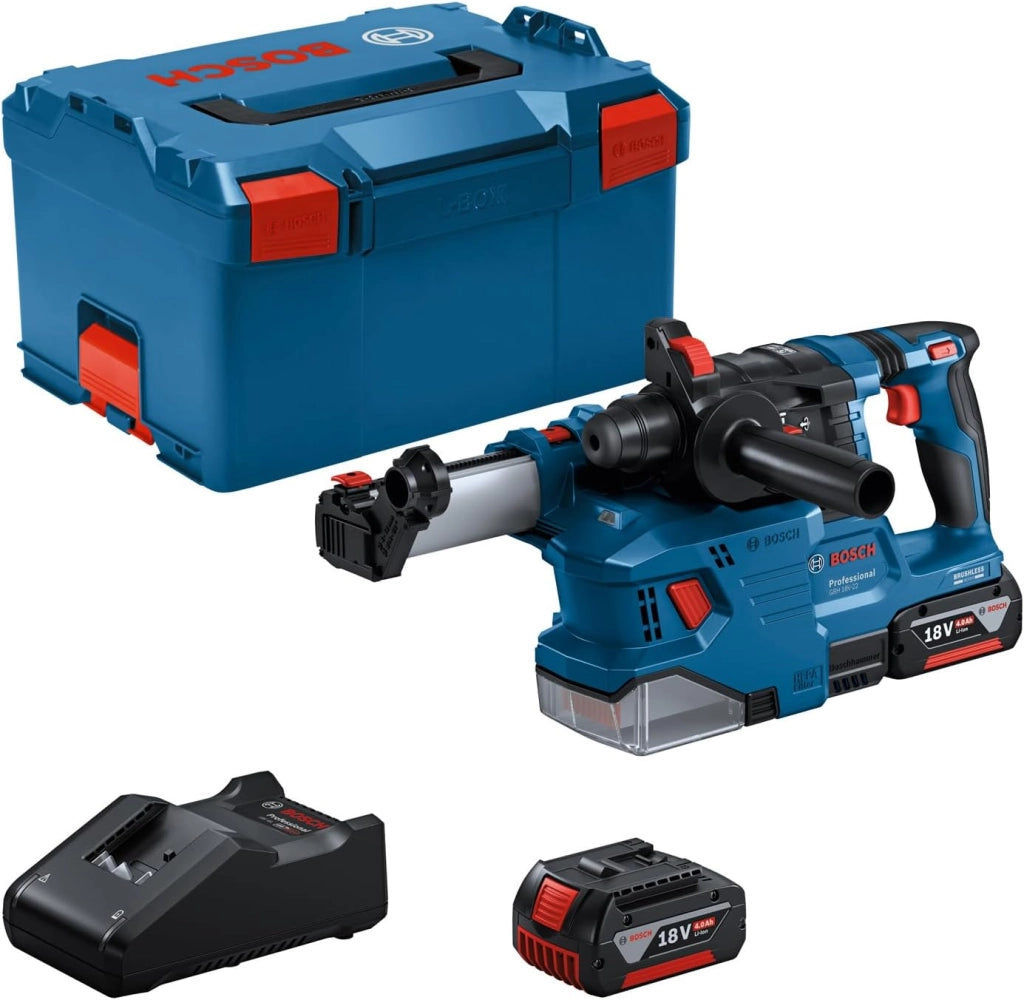 Bosch Professional 18V System Martello perforatore a batteria GBH 18V-22 (con SDS plus, ideale per praticare fori da 6 a 10 mm, incl. 2 batterie da 4.0 Ah, caricabatt. rapido GAL 18V-40, per L-BOXX)