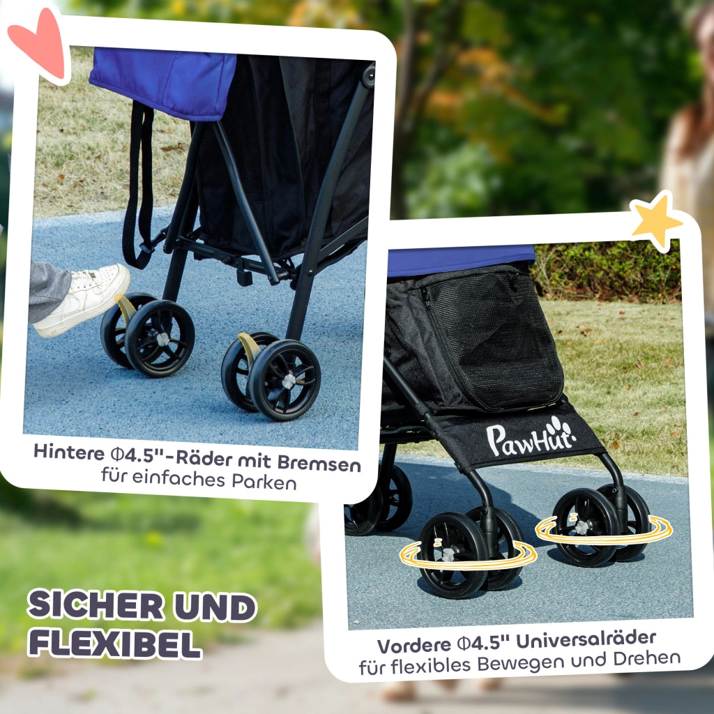 Carrello per Animali Domestici ¨C zephmum ¨C Blu Scuro 76x44x103 cm