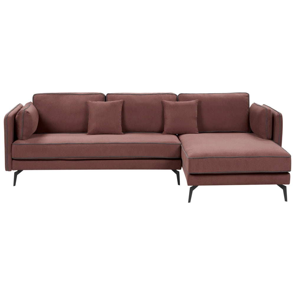 Divano 3 posti angolare regolabile lato sinistro in tessuto bordeaux stile moderno design classico