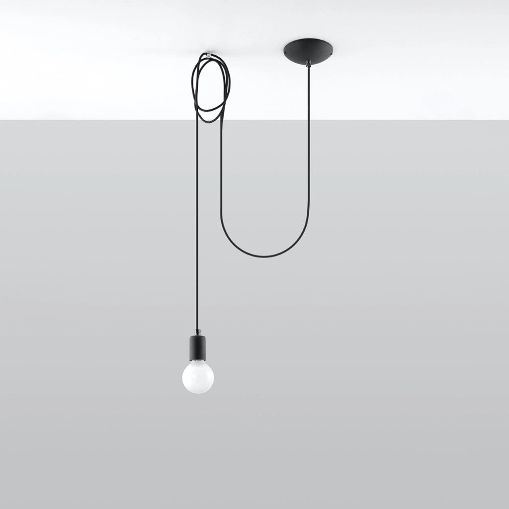 Lampada sospensione NIKOLO 1 luce nera E27 Pure Lume