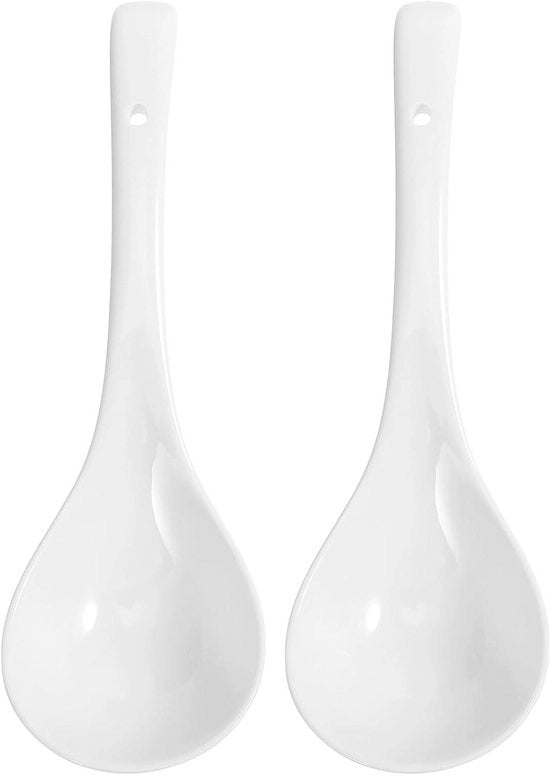 Set di 2 cucchiai in ceramica grandi per piatti asiatici