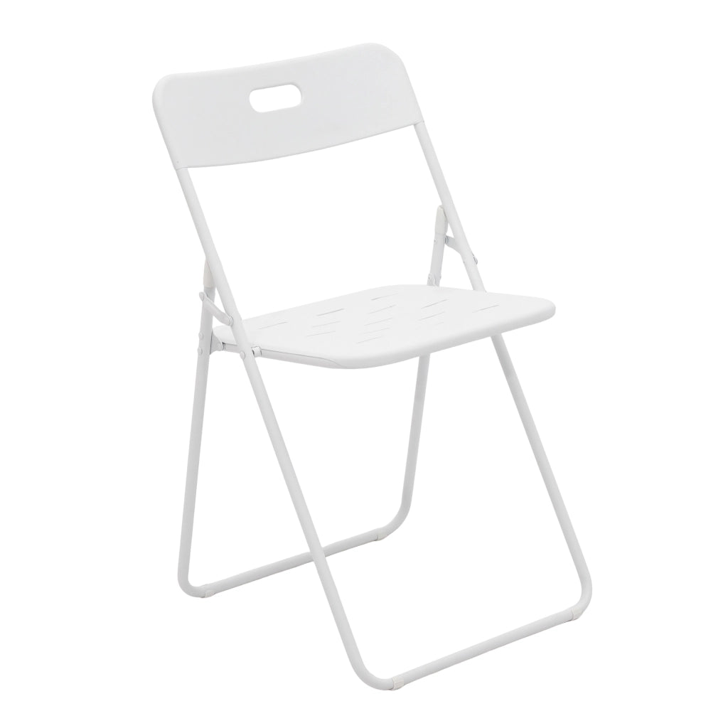 Set Tavolo e Sedie da Giardino con 1 Tavolo Pieghevole e 2 Sedie Pieghevoli; per 2 Persone; Acciaio; Bianco