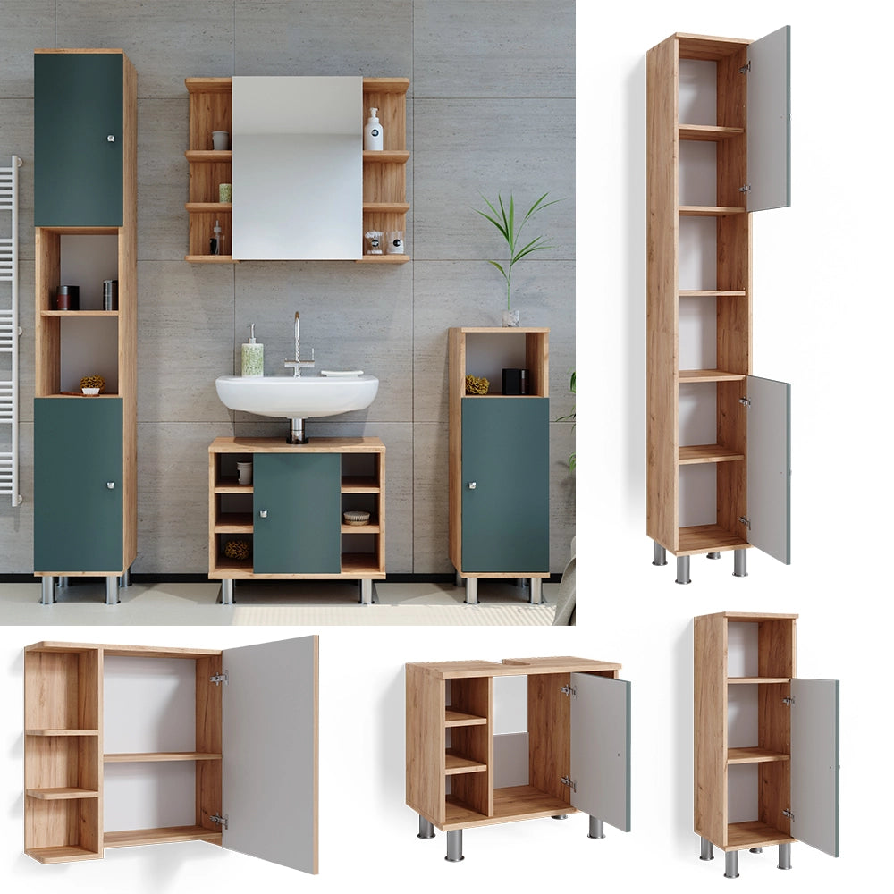 Vicco Set mobili bagno Verde 4 parti