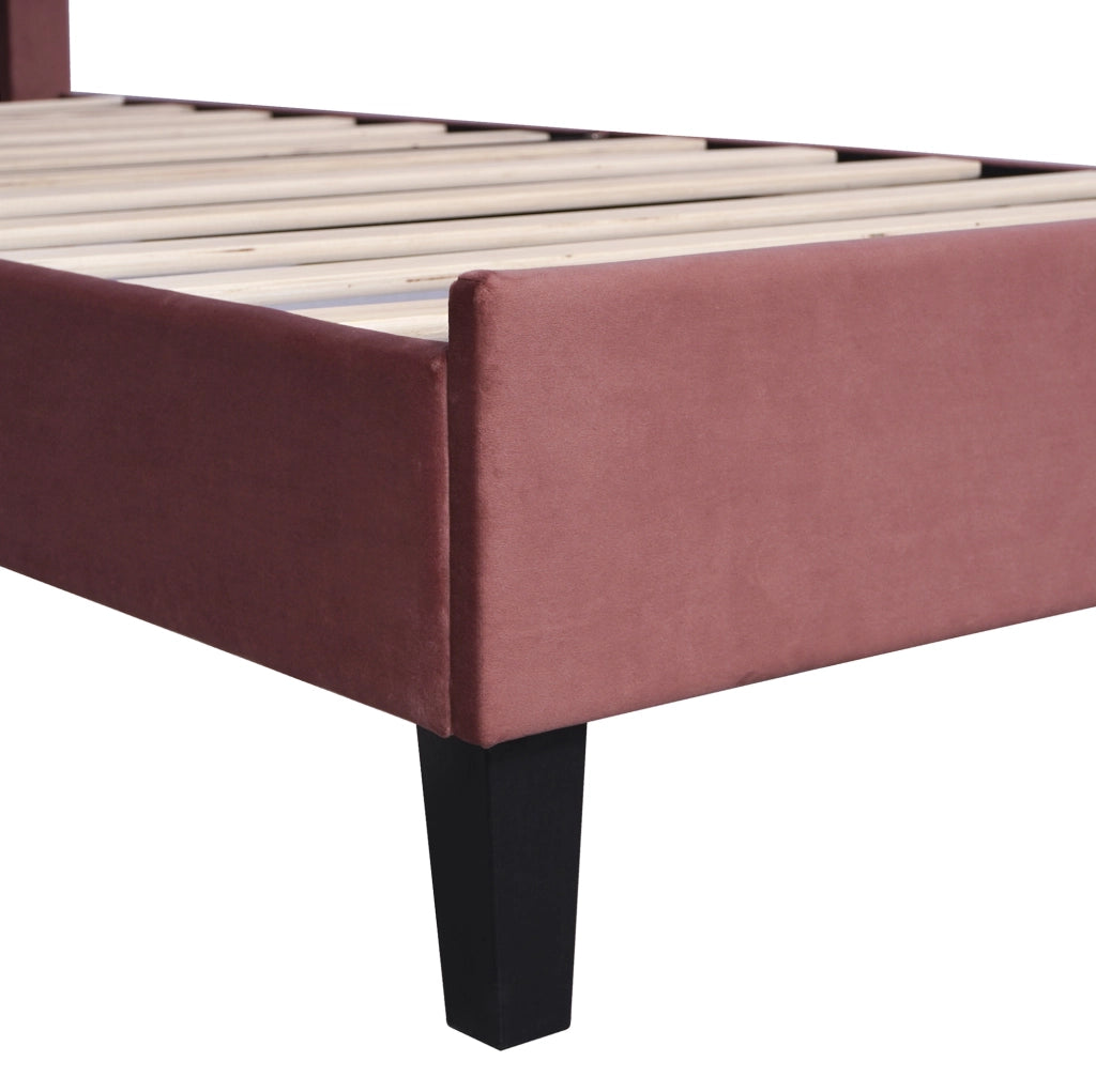 Letto imbottito 90x200 cm; testiera a fiore; velluto; rosso fagiolo (Senza materasso)