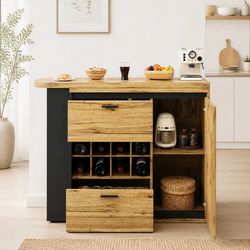 Tavolo da pranzo estensibile con contenitore 138-220x39x105 cm