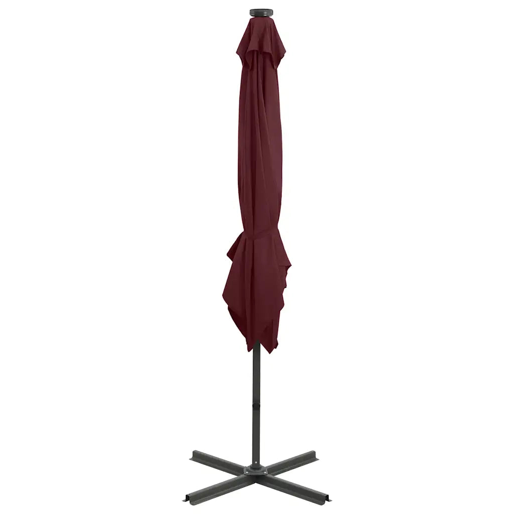 Ombrellone a Sbalzo con Palo e Luci a LED-Ombrello da giardino Bordeaux 250 cm